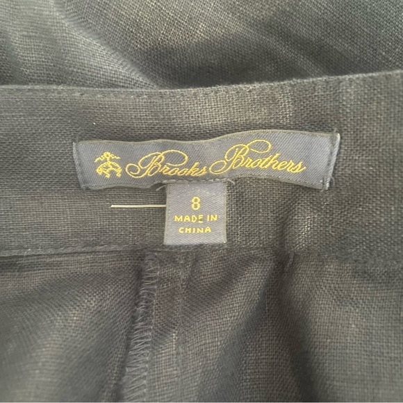 Brooks Brothers Black Pleated Wide-Leg Linen Trousers - 37266 - Picture 12 of 13